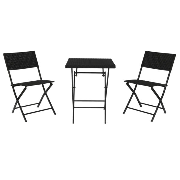 Tisch-Set mit 2 Stühlen Home ESPRIT Schwarz Stahl Synthetischer Rattan 58 x 58 x 71,5 cm – Bild 5