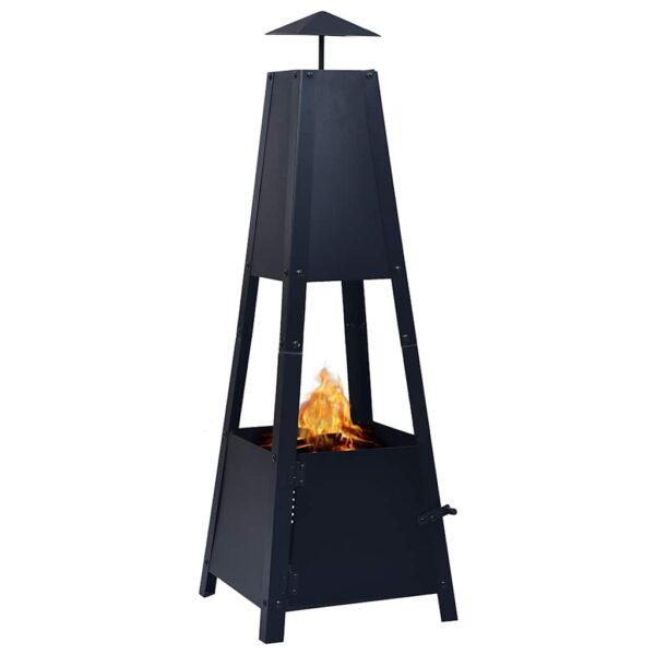 Feuerstelle Schwarz 35×35×99 cm Stahl – Bild 2