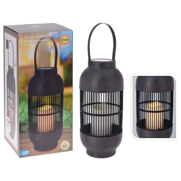 ProGarden Solar-Laterne mit LED-Kerze Rattan Schwarz