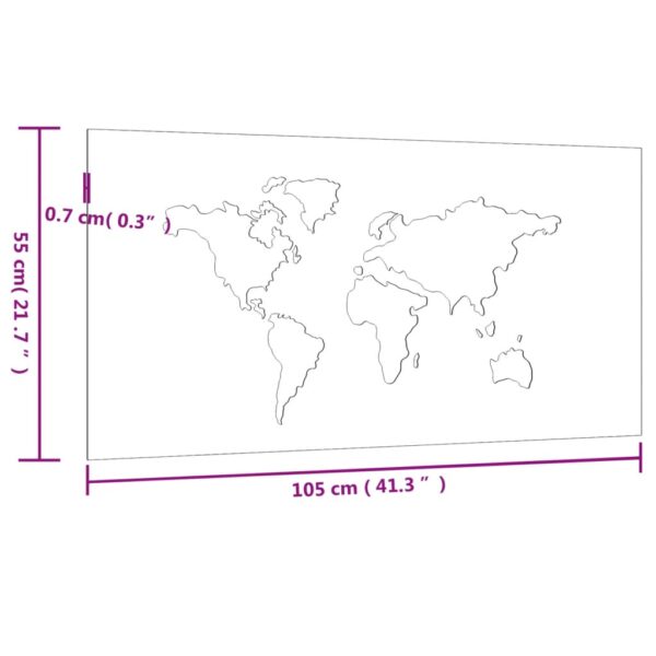 Garten-Wanddeko 105x55 cm Cortenstahl Weltkarten-Design – Bild 8
