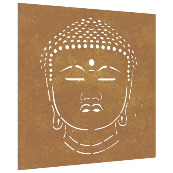 Garten-Wanddeko 55x55 cm Cortenstahl Buddha-Kopf – Bild 2