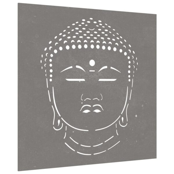 Garten-Wanddeko 55x55 cm Cortenstahl Buddha-Kopf – Bild 3