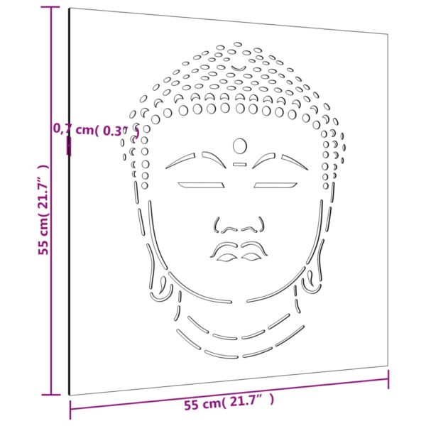 Garten-Wanddeko 55x55 cm Cortenstahl Buddha-Kopf – Bild 8