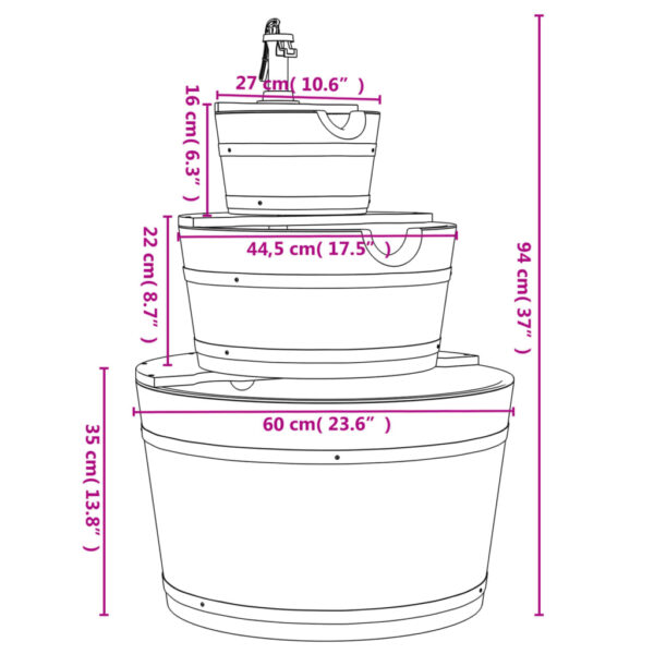 Gartenbrunnen mit Pumpe 60x60x94 cm Massivholz Tanne – Bild 9