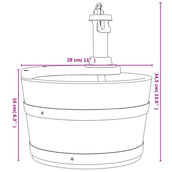 Gartenbrunnen mit Pumpe 28x28x34,5 cm Massivholz Tanne – Bild 9